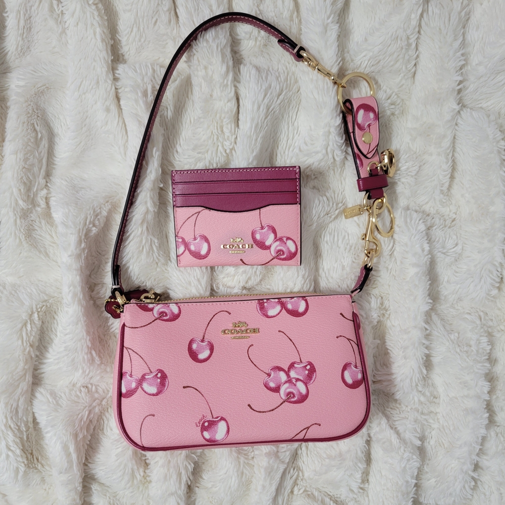 Coach Pink Cherry Print Nolita and Cardholder Set